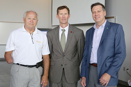 From left, East Mississippi Community College Board of Trustees member Rudy Johnson, EMCC President Dr. Scott Alsobrooks and Appalachian Regional Commission Federal Co-Chair Tim Thomas visit Tuesday, July 16, during a tour of EMCC’s Communiversity. From left, East Mississippi Community College Board of Trustees member Rudy Johnson, EMCC President Dr. Scott Alsobrooks and Appalachian Regional Commission Federal Co-Chair Tim Thomas visit Tuesday, July 16, during a tour of EMCC’s Communiversity.